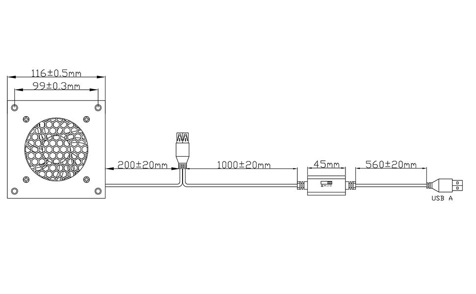 Digitalanzeige temperaturgesteuertes leises Lüftersystem, USB Lüfter 80mm, 5V-Lüfter mit modernem gebürstetem schwarzem Aluminiumrahmen für Heimkino-AV-Schränke (Copy)