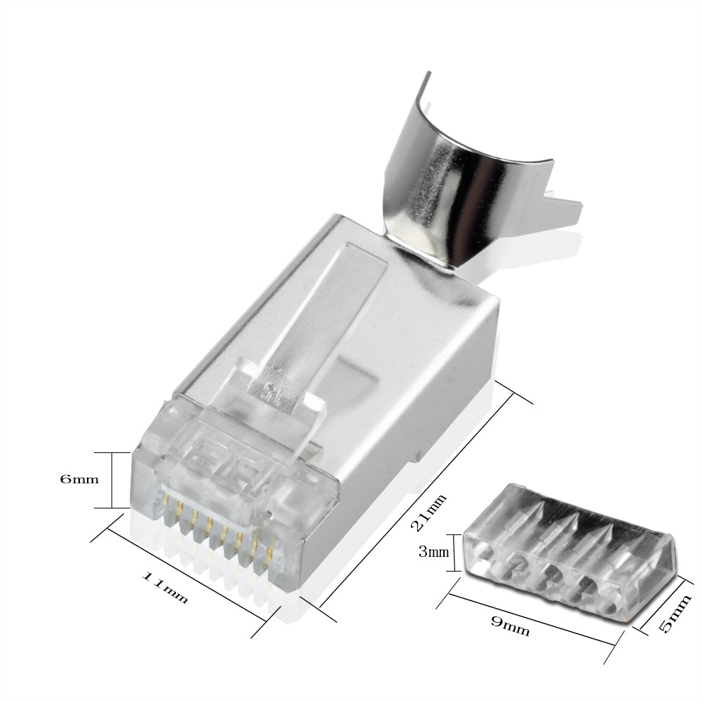 RJ45-Netzwerkstecker Cat7A Cat7 CAT6A 10 GBit LAN-geschirmte modulare Stecker mit Knickschutztüllen (5 Stück)