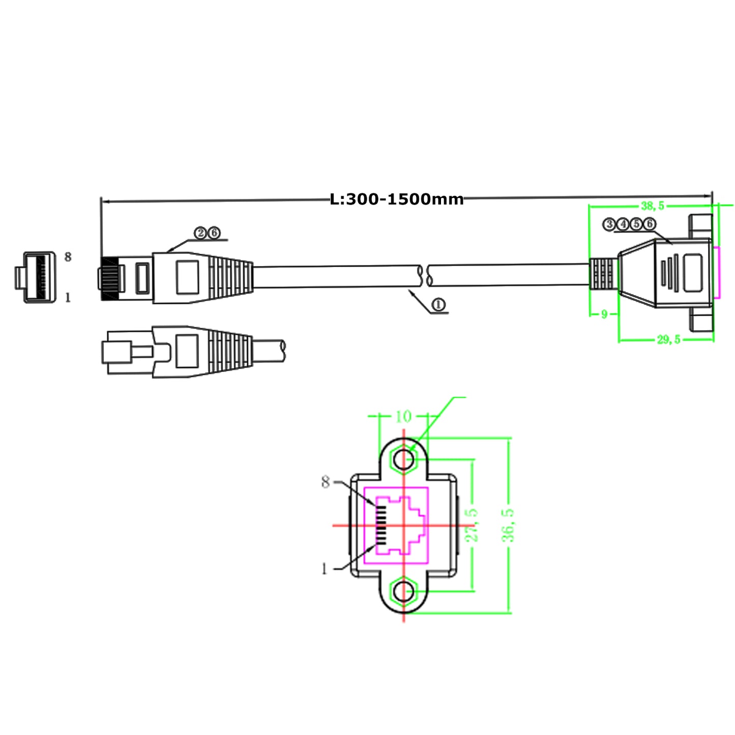 Cat5 Stecker auf Buchse Ethernet Verlängerung Netzwerkkabel Gigabit Lan RJ45