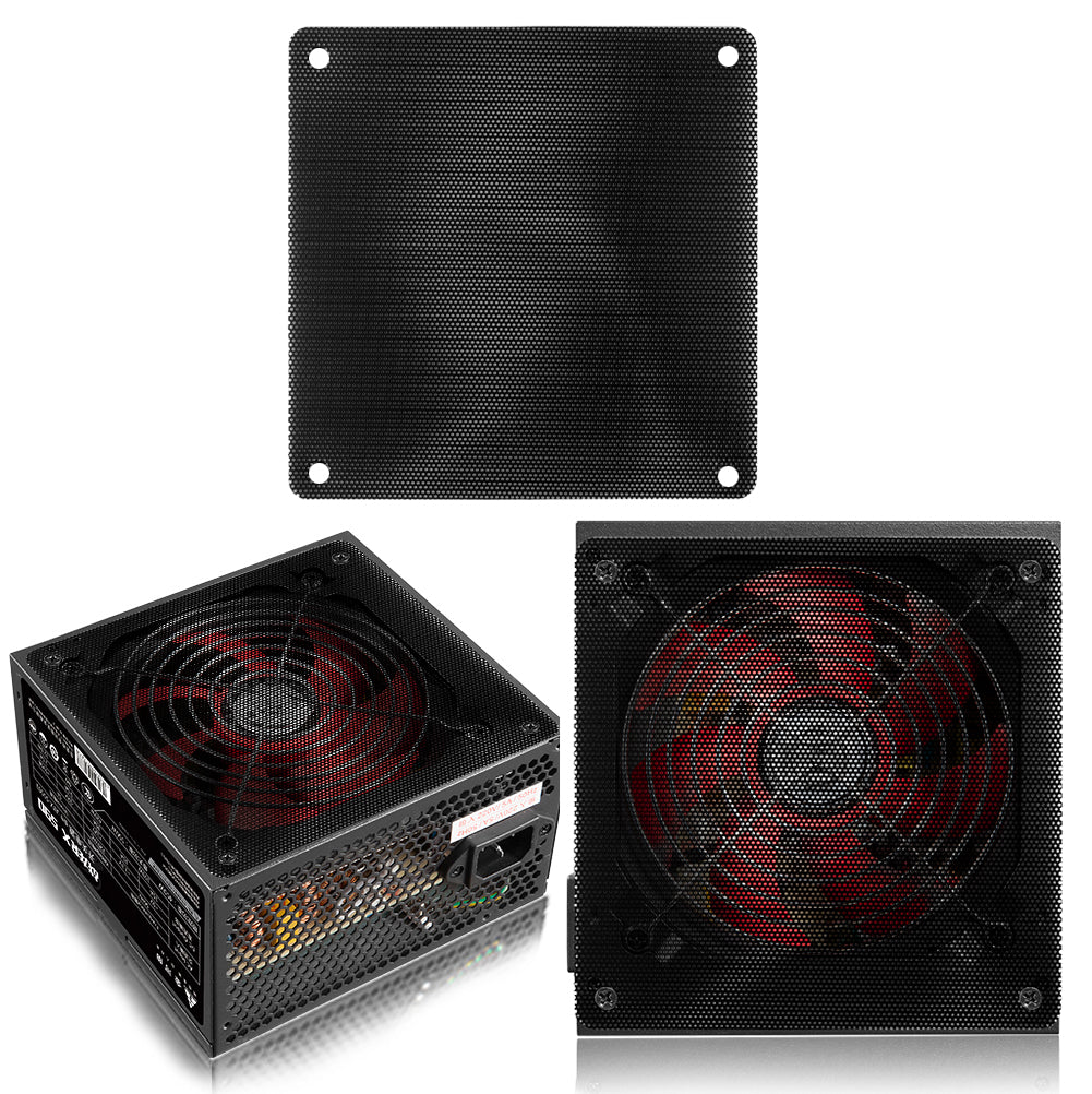 Set of 10 black 120mm PCI slot fan covers with ultra-fine dust filters for PC case ventilation and dust protection.