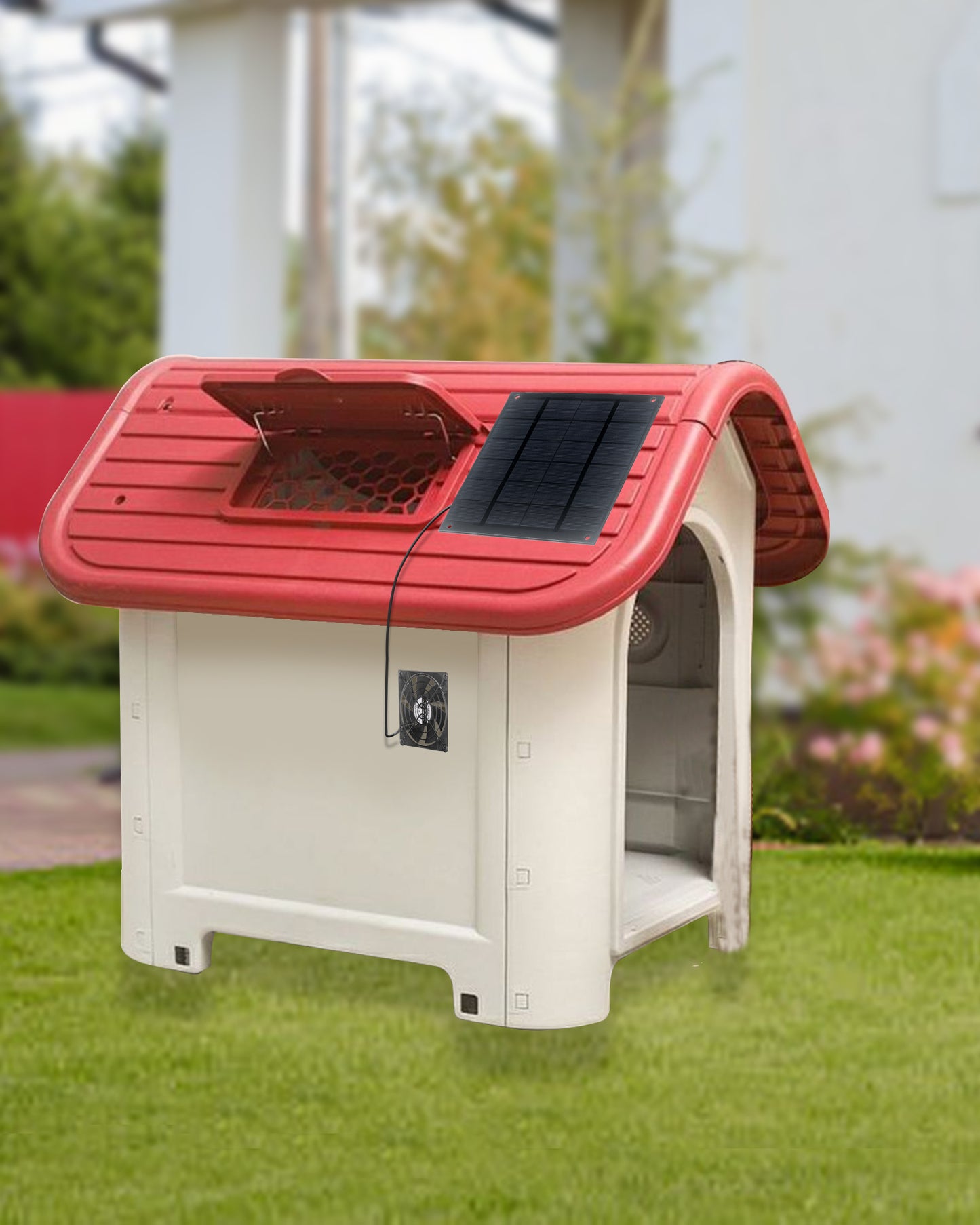 Solarlüfter, USB-PC-Lüfter 120 mm 5 W wasserdichter Plug & Play-Abluftventilator für Hühnerstall, Gewächshäuser, Schuppen, Haustierhäuser, Fenster