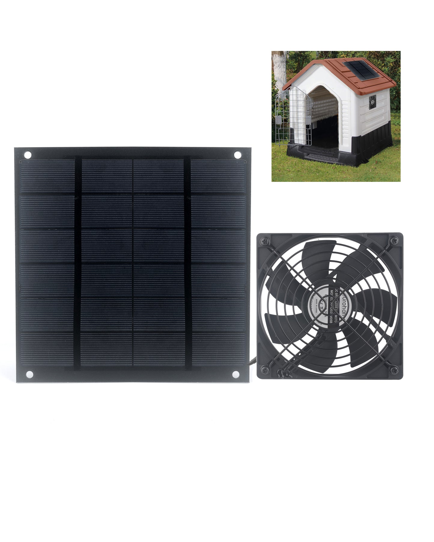 Solarlüfter, USB-PC-Lüfter 120 mm 5 W wasserdichter Plug & Play-Abluftventilator für Hühnerstall, Gewächshäuser, Schuppen, Haustierhäuser, Fenster
