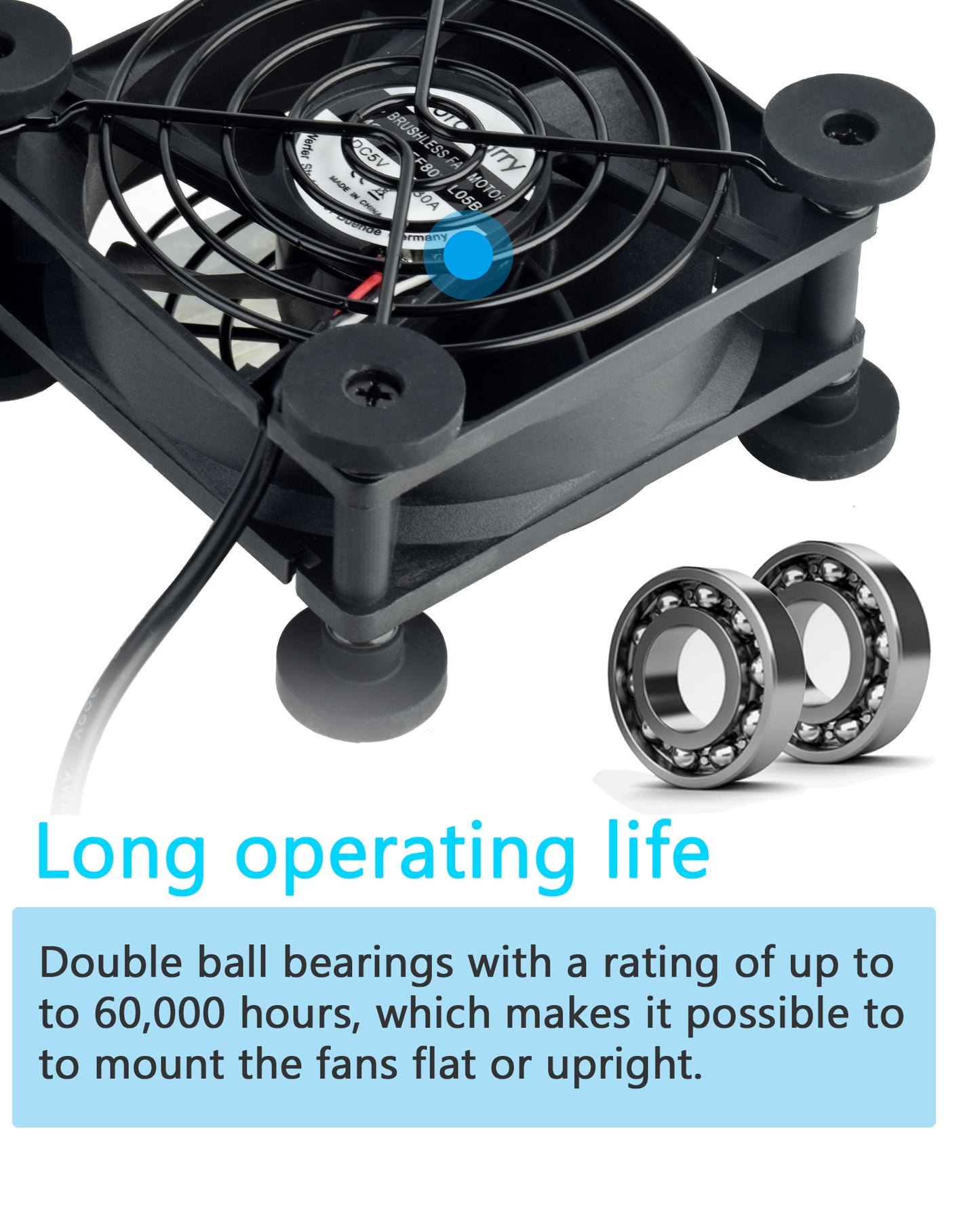 Euroharry USB 80mm leiser Ventilator, 6-Windgeschwindigkeiten und Smart Timing Controller, Motor Moisture Resistant (IPX5) Staubdicht, Breitspannungs-kompatible 5-12V Geeignet für elektronische Geräte, Haustiernester, Pflanzenräume