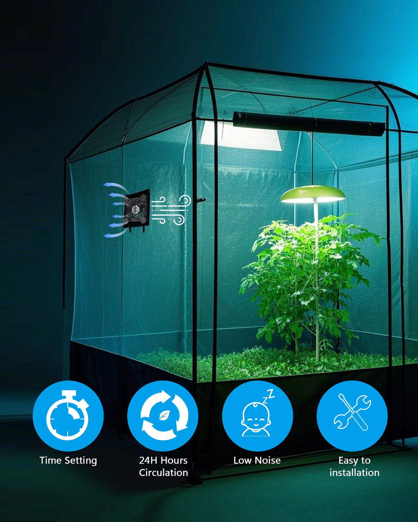 Euroharry USB 80mm leiser Ventilator, 6-Windgeschwindigkeiten und Smart Timing Controller, Motor Moisture Resistant (IPX5) Staubdicht, Breitspannungs-kompatible 5-12V Geeignet für elektronische Geräte, Haustiernester, Pflanzenräume