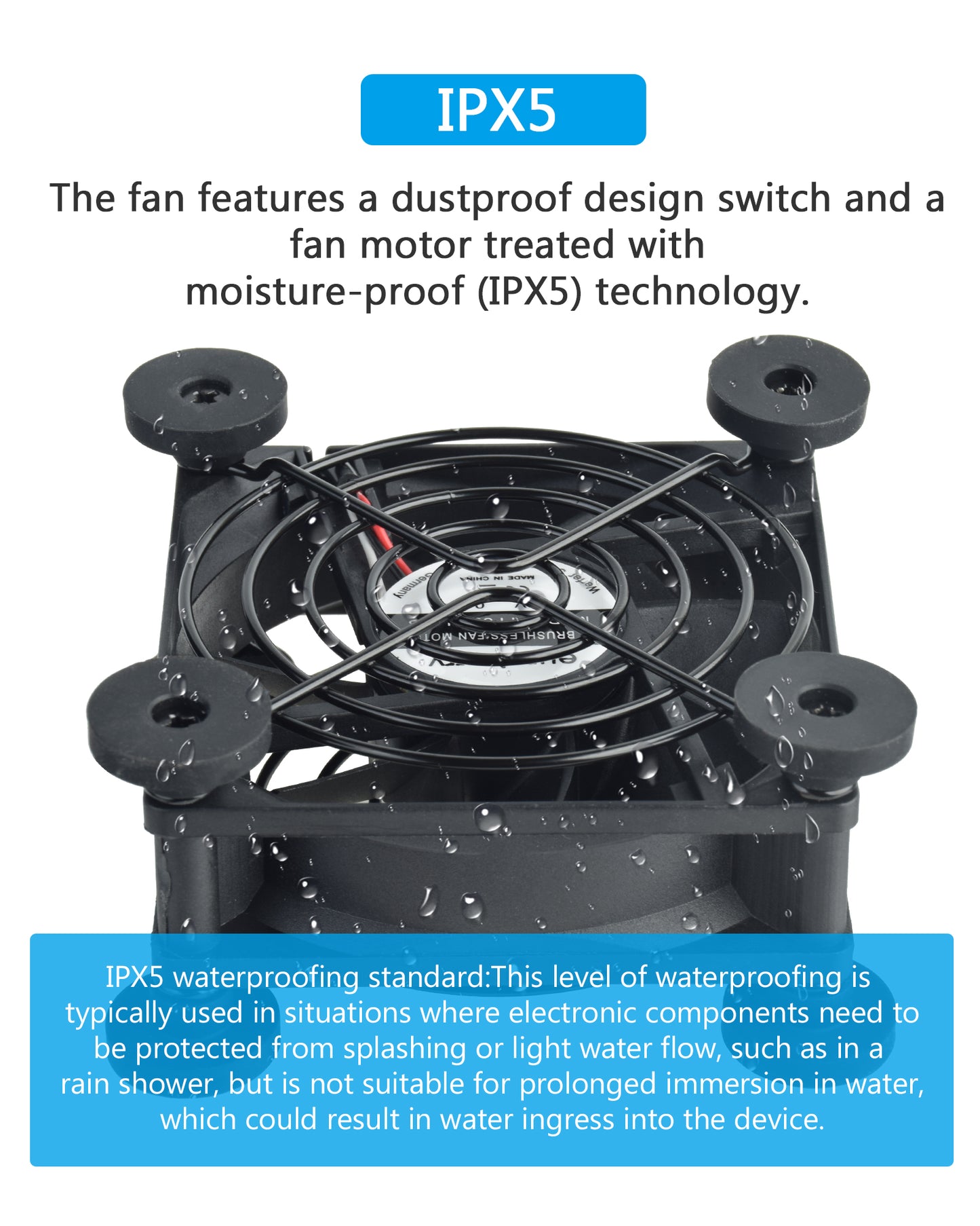 Euroharry USB 80mm Silent Fan 2-in-1, 6 Windgeschwindigkeiten und Smart Timing Controller, Motor Moisture Resistant (IPX5) Staubdicht, Breitspannungs-kompatibel 5-12V Geeignet für elektronische Geräte, Haustiernester, Pflanzenhäuser
