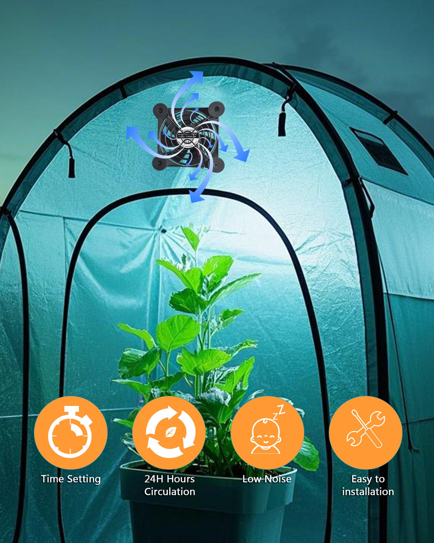 Euroharry USB 80mm leiser Ventilator, 6-Windgeschwindigkeiten und Smart Timing Controller, Motor Moisture Resistant (IPX5) Staubdicht, Breitspannungs-kompatible 5-12V Geeignet für elektronische Geräte, Haustiernester, Pflanzenräume