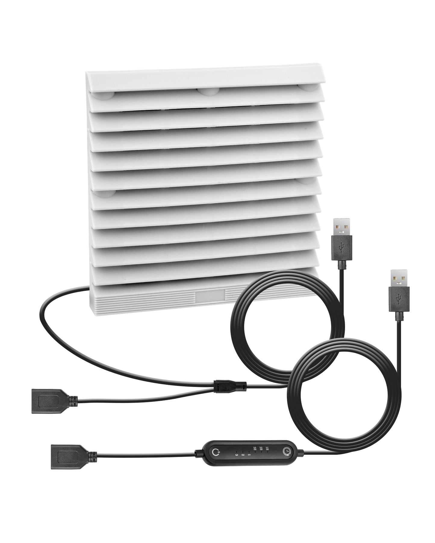 USB 120mm Wohnmobil-Lüftungsventilator , Timer + Geschwindigkeitsregelungssystem, 6 Geschwindigkeitsstufen, IPX5, mit I, 5-12V, geeignet für Wohnmobile, Camper, grau-weiß