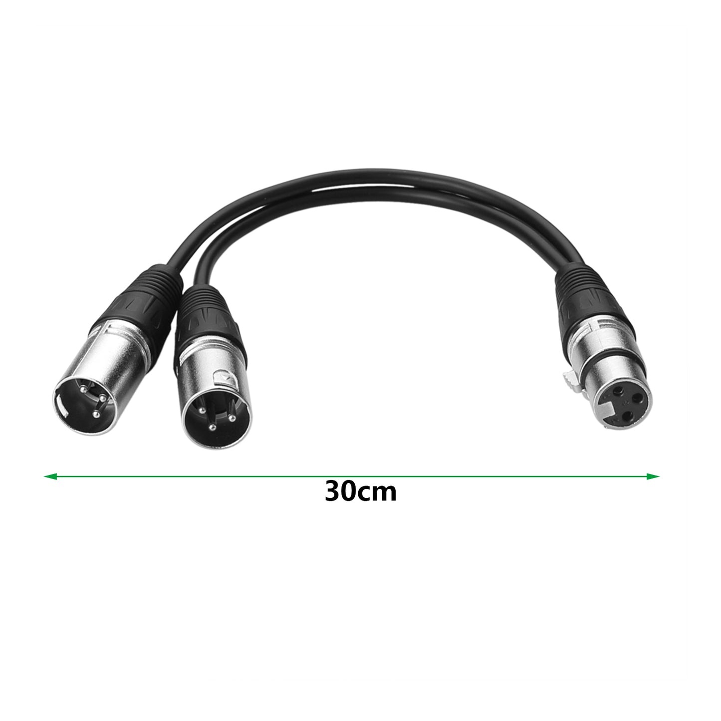 30cm Mikrofon Stecker Kabel 3pin XLR Male to Dual 2 XLR Female Stecker Y Splitter Kabel Adapter (XLR(M) - (F) x 2, Silber) - Euroharry GmbH