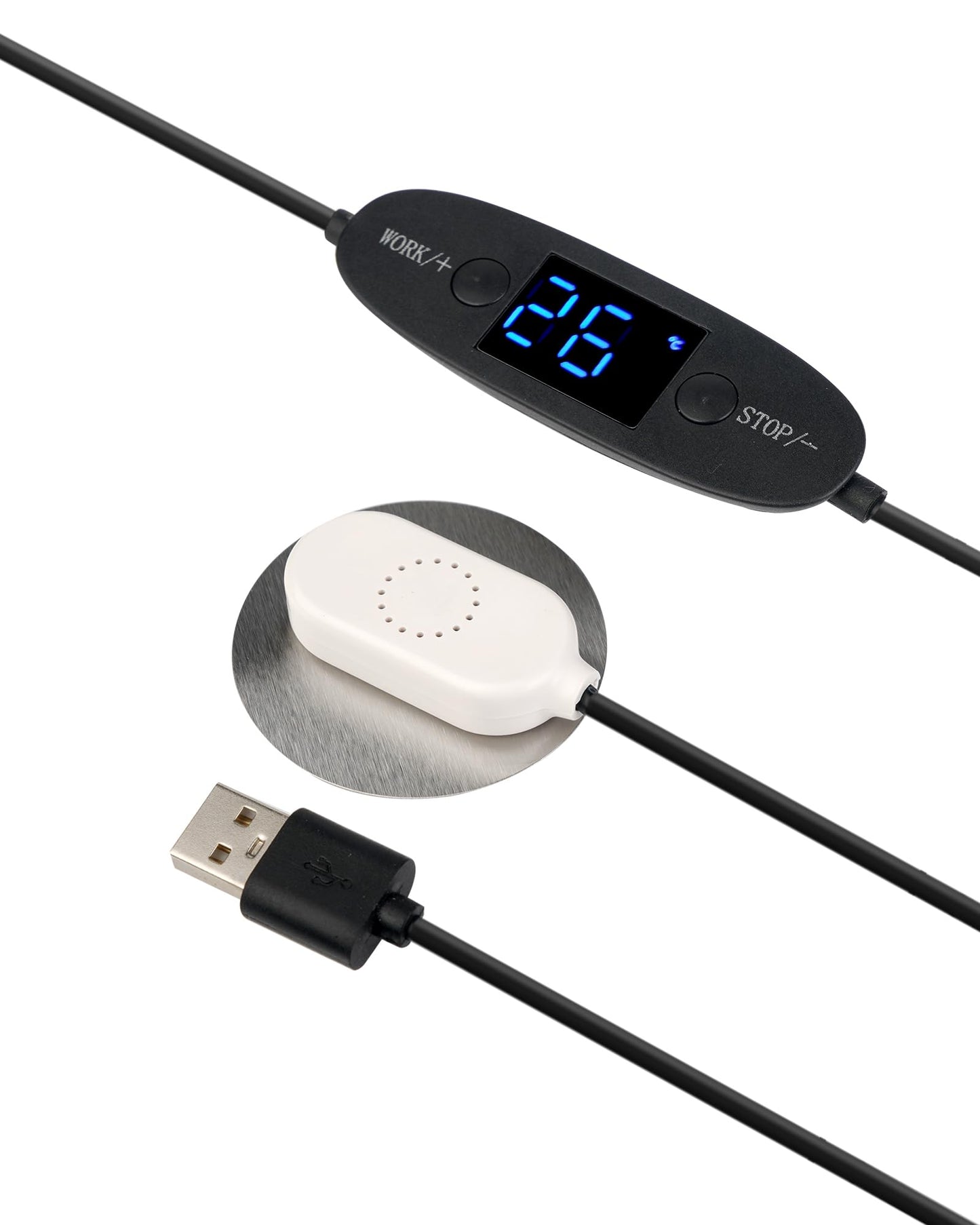 Digitalanzeige temperaturgesteuertes leises Lüftersystem, USB-Lüfter, 5V-Lüfter mit modernem gebürstetem schwarzem Aluminiumrahmen für Heimkino-AV-Schränke (euroharry) (Copy)