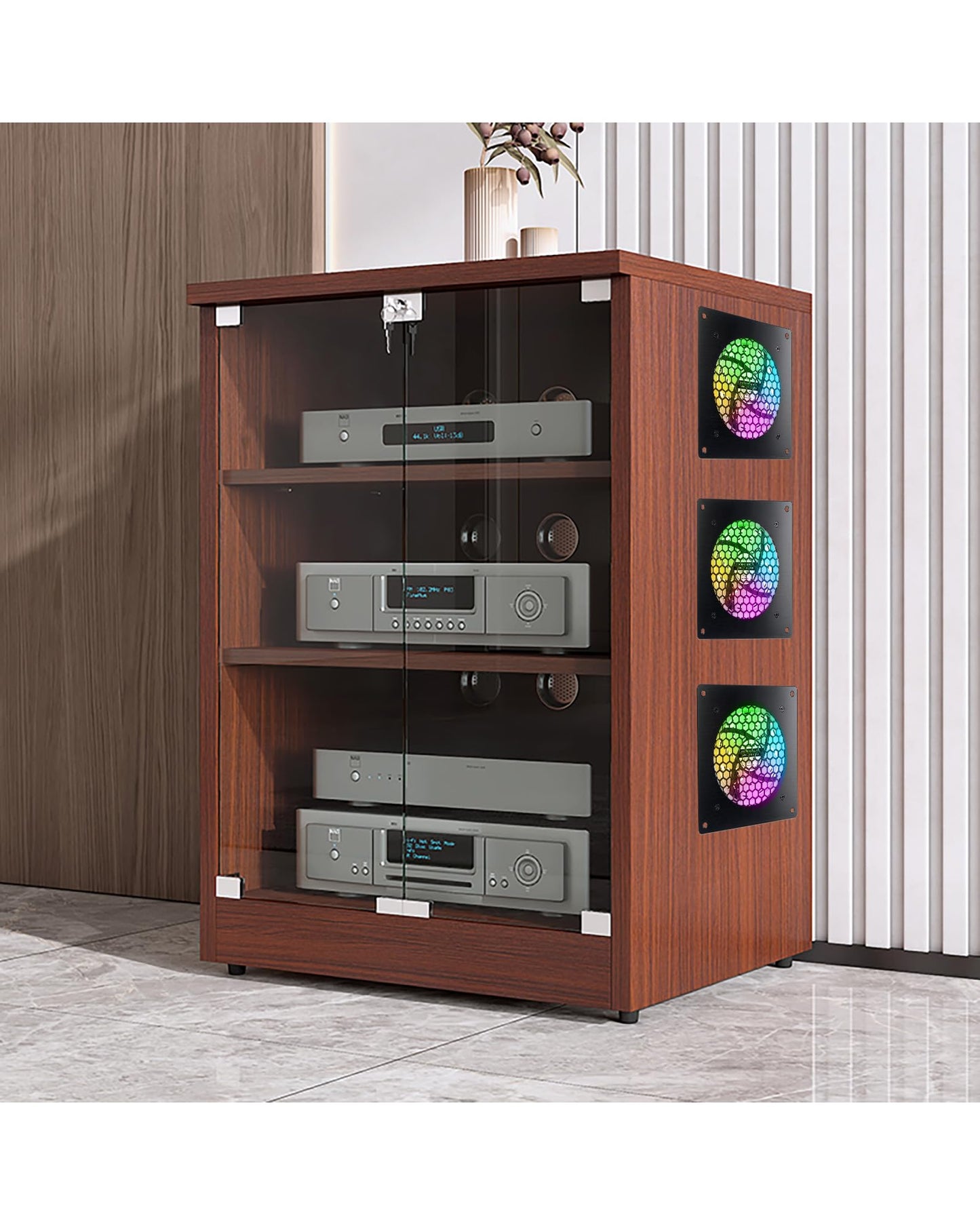 USB-Lüfter-LED, 120-mm-Lüfter, Bunte LED, mit 3-stufig einstellbarem 5V / 0,3A USB-Lüfter, mit einem modernen Rahmen aus gebürstetem schwarzem Aluminium