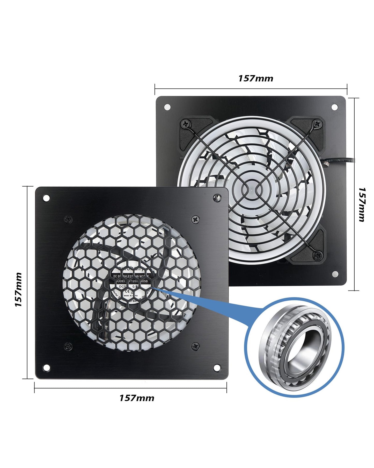 USB-Lüfter-LED, 120-mm-Lüfter, Bunte LED, mit 3-stufig einstellbarem 5V / 0,3A USB-Lüfter, mit einem modernen Rahmen aus gebürstetem schwarzem Aluminium