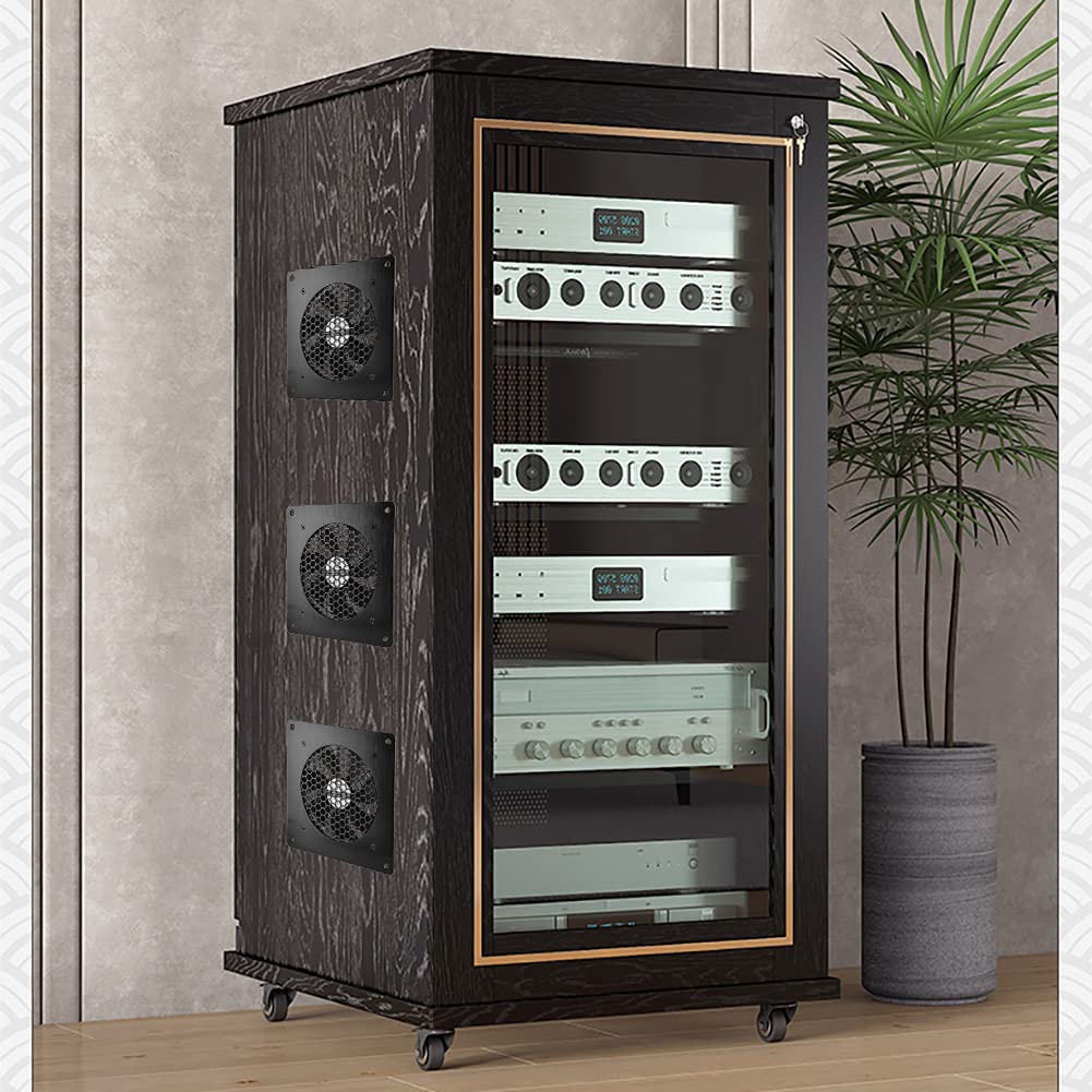 Digitalanzeige temperaturgesteuertes leises Lüftersystem, USB-Lüfter, 5V-Lüfter mit modernem gebürstetem schwarzem Aluminiumrahmen für Heimkino-AV-Schränke (euroharry) (Copy)