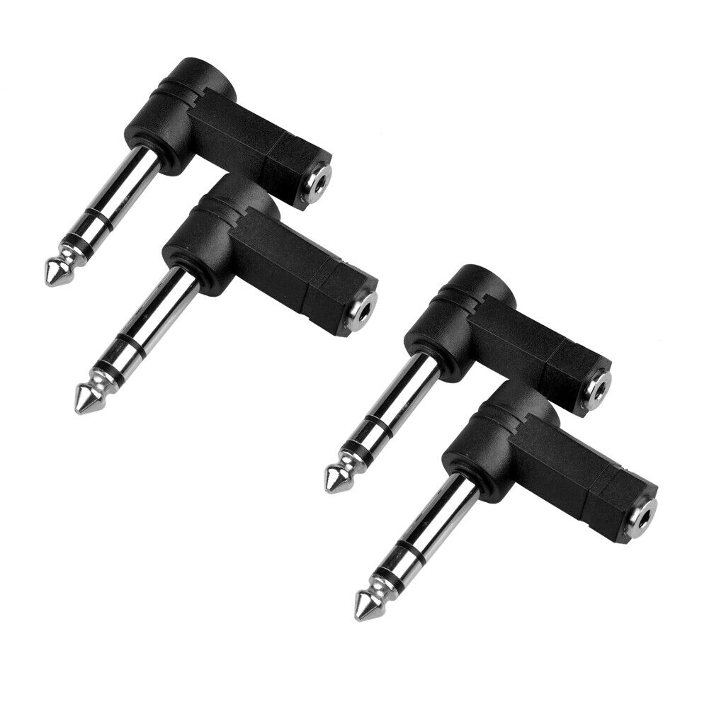 4 Stück 3,5 bis 6,35 Audio-Adapter, 90 Grad 6,35 mm Stereo Klinke Stecker auf 3,5 mm Stereo Buchse Adapter (euroharry)