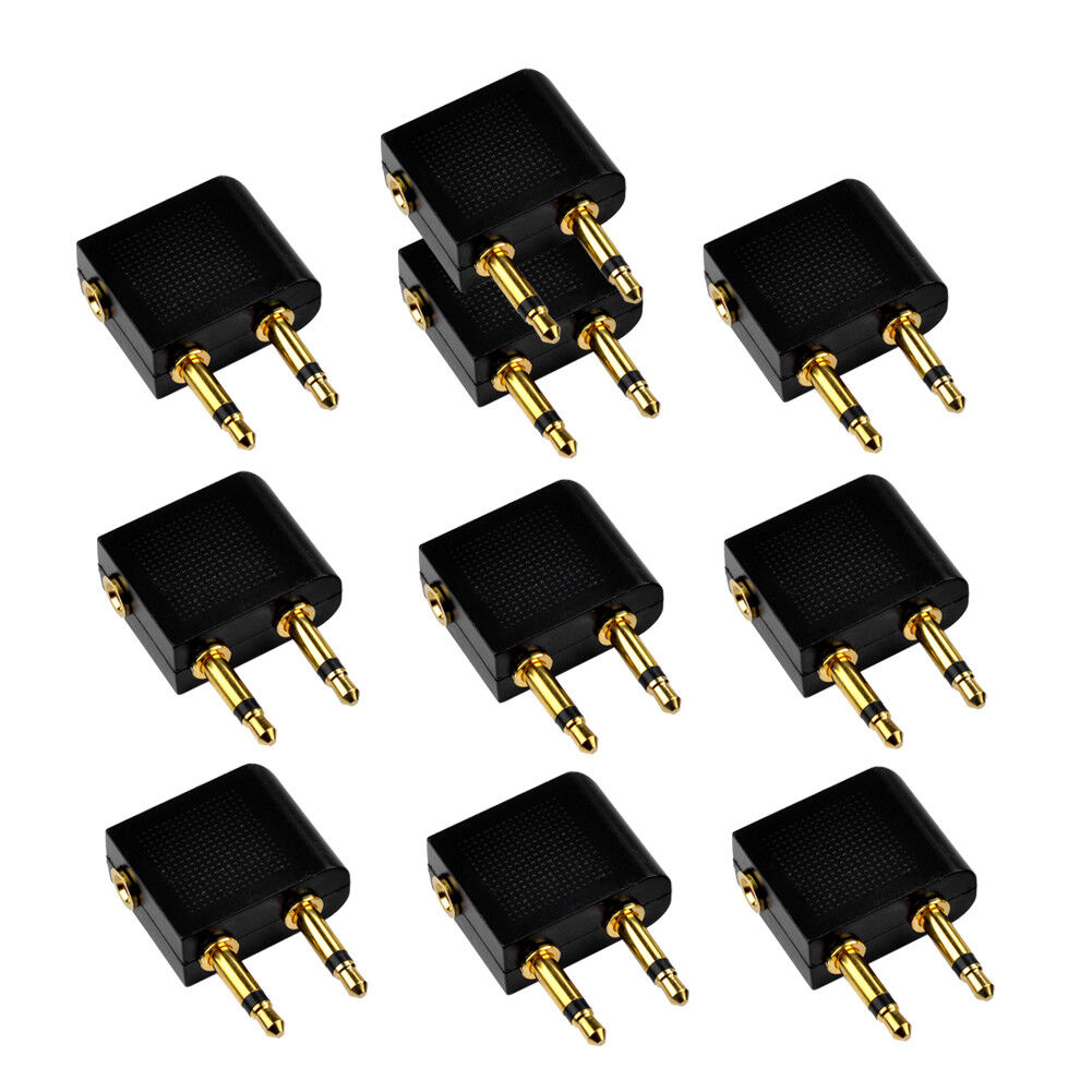 10x Kopfhörer Flugzeugadapter 3,5mm Klinke Audio Anschluss Adapter Flugzeug(Euroharry)