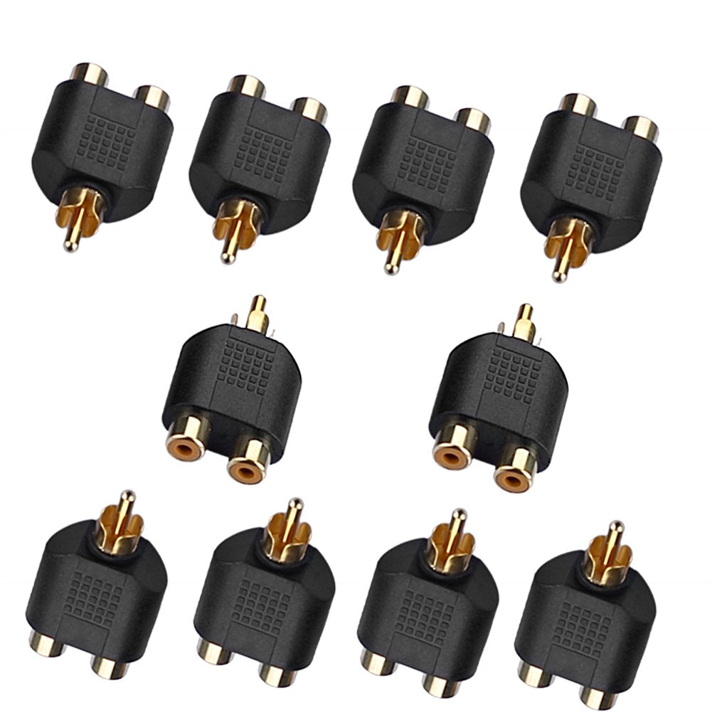 5pk Audio Cinch Y Adapter Verteiler Splitter 2 Chinch Buchse auf 1 RCA Stecker - Euroharry GmbH