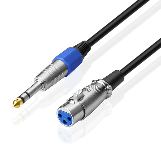 2m XLR female auf 6,3 mm Klinke stereo Mikrokabel symmetrisch XLR Buchse Mikrofonkabel - Euroharry GmbH