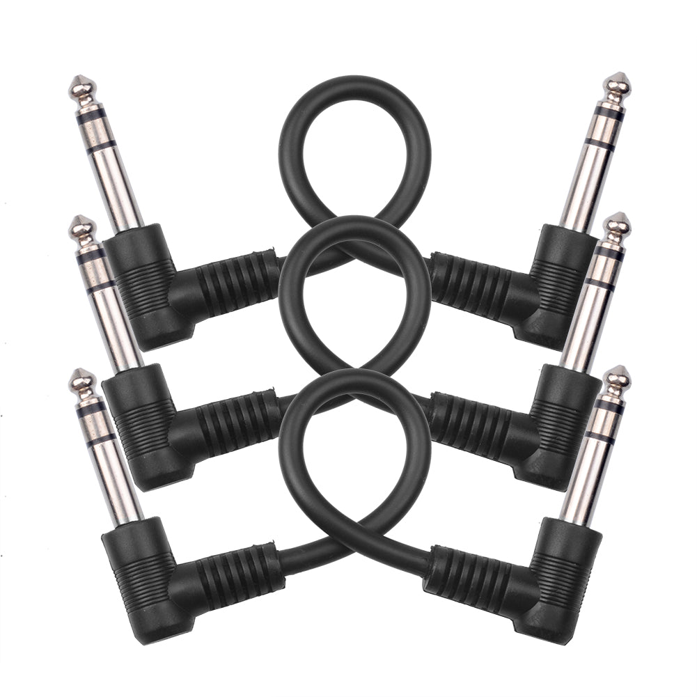 18cm 3Stück (1/4 ”) Zoll Gitarren-Patchkabel mit 6.35mm Rechtwinkliger Stecker rechtwinkligen Stereosteckern Kabel für E-Gitarre/Bass, Keyboard, elektronische Trommel, Mixer - Euroharry GmbH