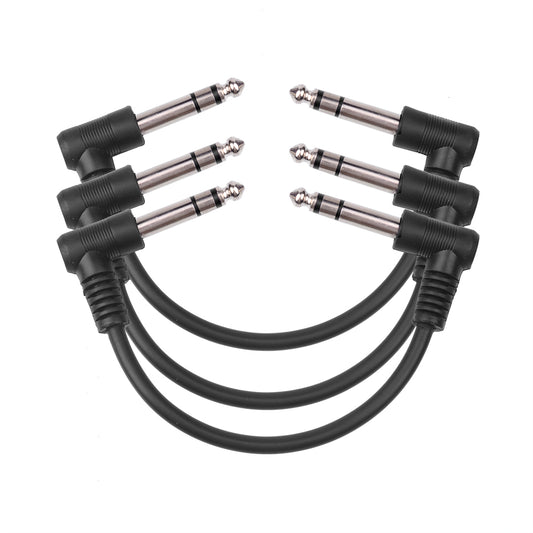 18cm 3Stück (1/4 ”) Zoll Gitarren-Patchkabel mit 6.35mm Rechtwinkliger Stecker rechtwinkligen Stereosteckern Kabel für E-Gitarre/Bass, Keyboard, elektronische Trommel, Mixer - Euroharry GmbH