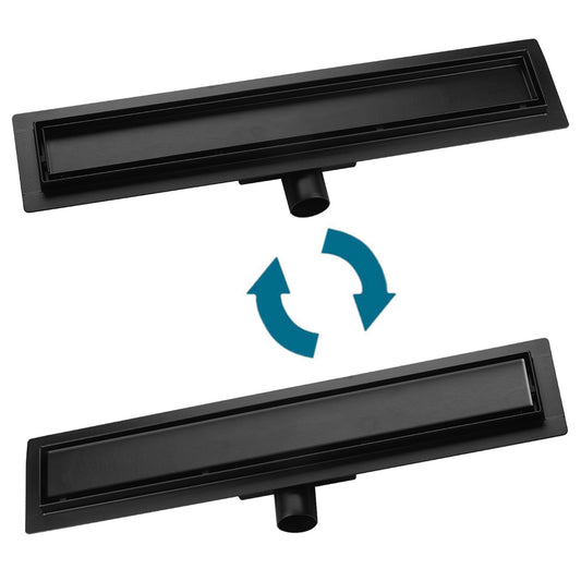 Edelstahl Duschrinne Bodenablauf Abflussrinne Duschablauf Ablauf Befliesbar -Schwarz 2 in 1 *befliesbar - Euroharry GmbH