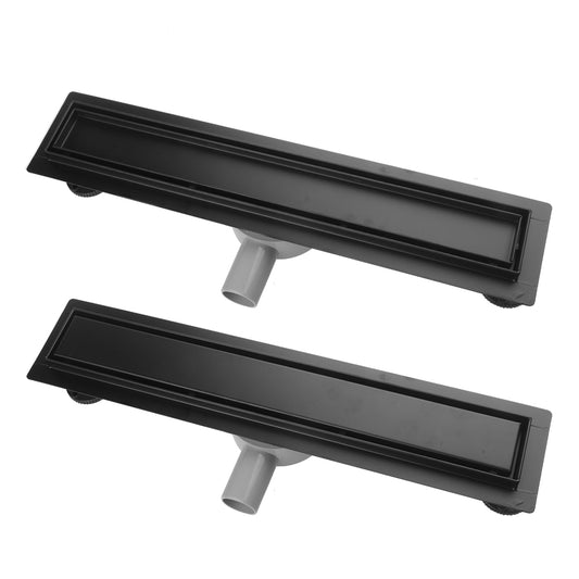 Edelstahl Duschrinne Bodenablauf Abflussrinne -360° 2 in 1 *befliesbar- Schwarz - Euroharry GmbH