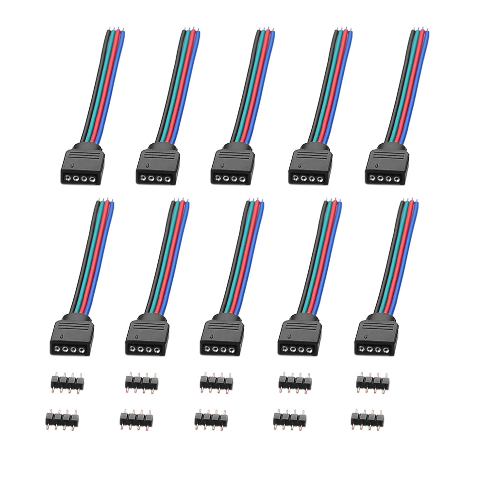 LED Streifenlicht Zubehör| 44pcs LED Strip Verbinder LED Stripe Verlängerung LED Strip Eckverbinder LED Streifen Befestigungsclips Für 10mm 4 Polig RGB 5050 3528 LED Strip - Euroharry GmbH