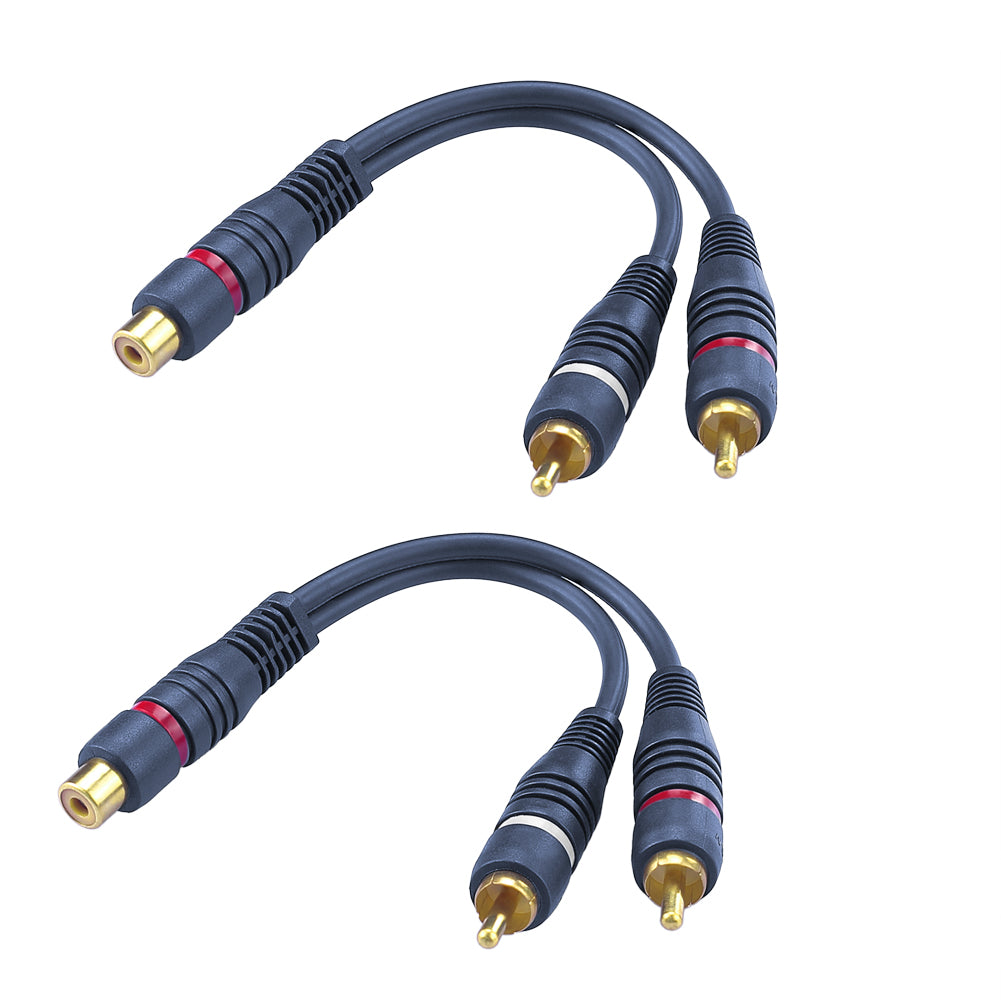 2x RCA Stecker auf Dual RCA Buchse 15cm Audio-Kabel - Euroharry GmbH