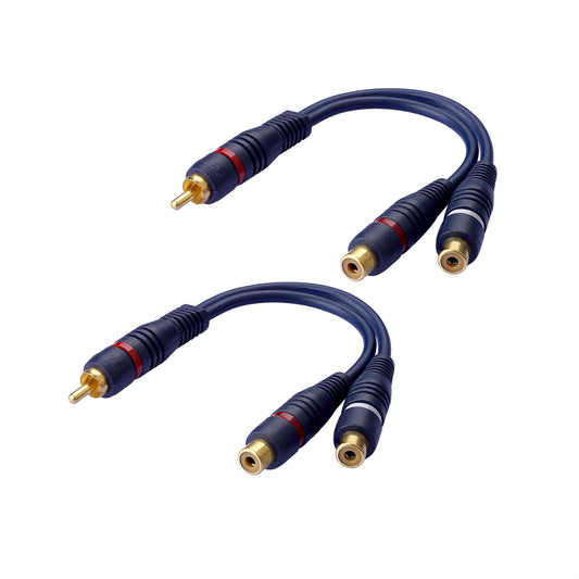 2x RCA Stecker auf Dual RCA Buchse 15cm Audio-Kabel - Euroharry GmbH