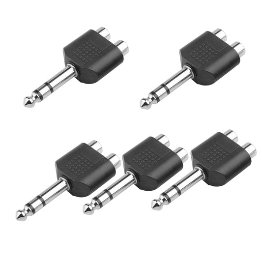 5 Stück 6,35 mm Stecker auf Dual Cinch RCA Buchse Audio Jack Y Adapter Plug and Play (5X 6.35mm Male to Dual RCA Female) Marke: euroharry - Euroharry GmbH