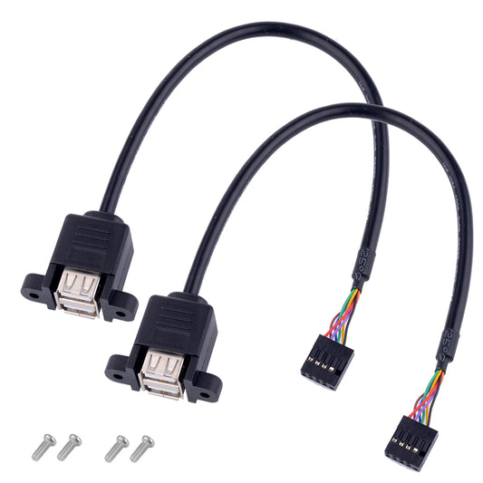 2 Stück 30cm USB 9Pin zu Dual USB 2.0 Port mit Ohren sichere Verlängerung Kabeladapter - Euroharry GmbH