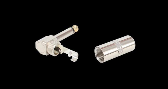 2 Stück Audio 6,35mm 90 Degree Male to 8mm Audio Welding Plug Angle Plug Solder Connection for Speaker / Guitar / Microphone (Must be Soldered) - Euroharry GmbH