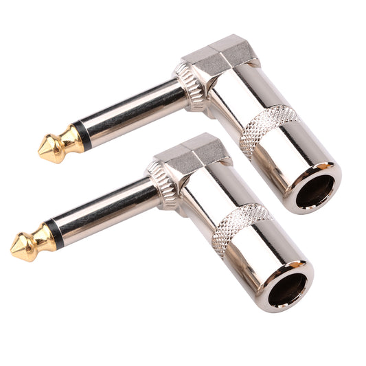 2 Stück Audio 6,35mm 90 Degree Male to 8mm Audio Welding Plug Angle Plug Solder Connection for Speaker / Guitar / Microphone (Must be Soldered) - Euroharry GmbH