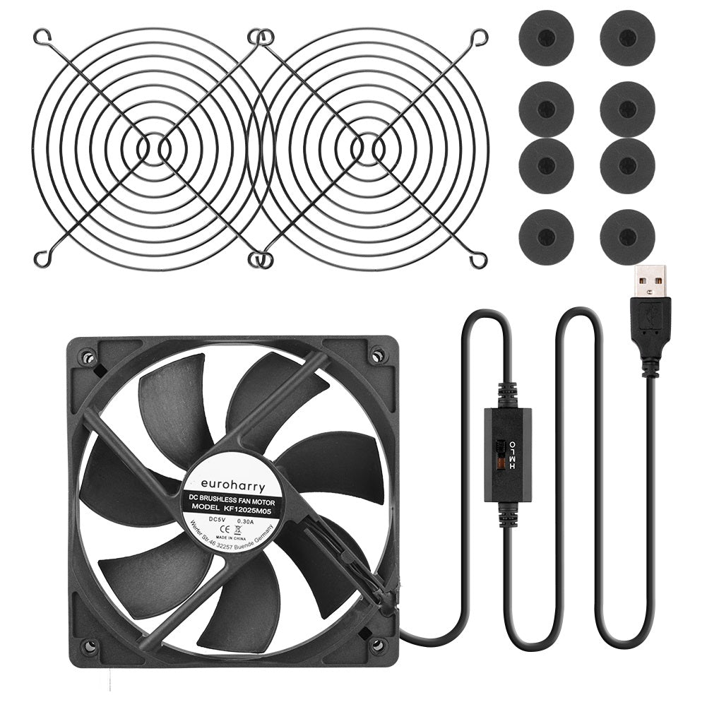 USB PC Ventilator lüfter 120mm Leise PC Gehäuselüfter Einstellbare Fan 5V - Euroharry GmbH