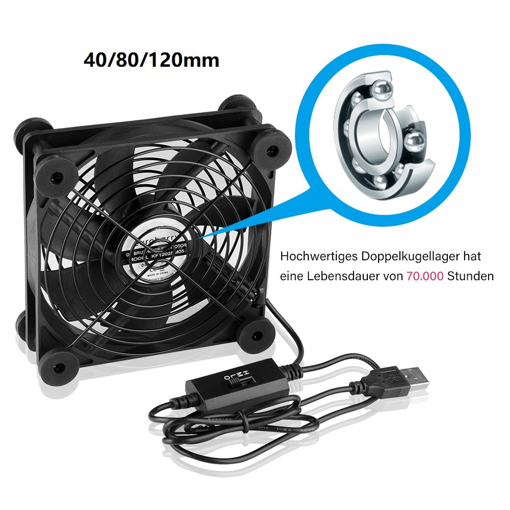 USB PC Ventilator lüfter 120mm Leise PC Gehäuselüfter Einstellbare Fan 5V - Euroharry GmbH