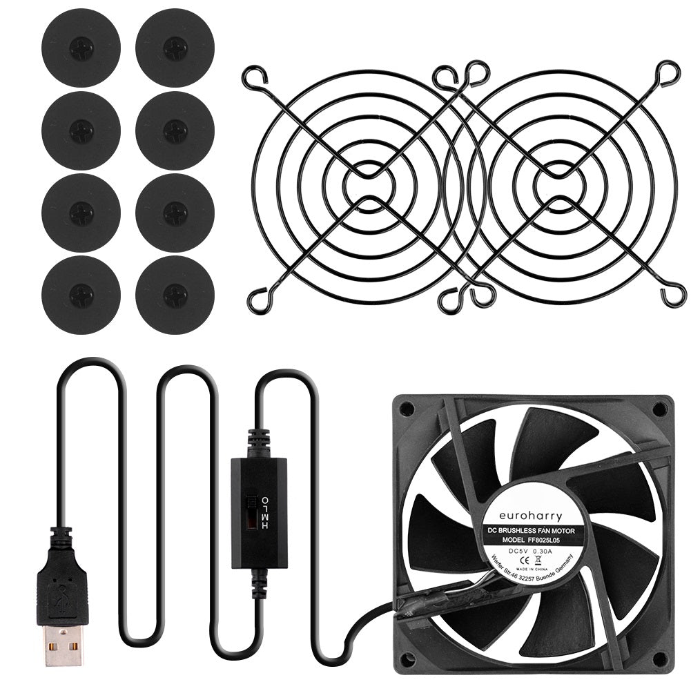 USB PC Ventilator lüfter 80mm Leise PC Gehäuselüfter Einstellbare Fan 5V - Euroharry GmbH