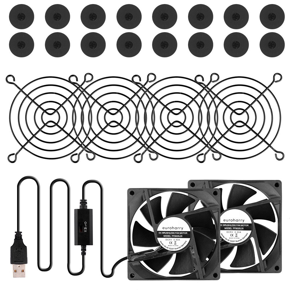 USB PC Ventilator lüfter 80mm 2in1 Leise PC Gehäuselüfter Einstellbare Fan 5V - Euroharry GmbH
