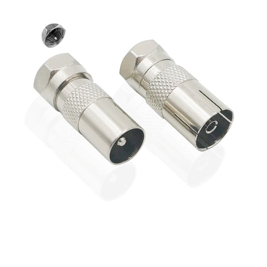 SAT Antenne Adapter 2 Stück IEC Stecker und Buchse auf F Stecker (F-Stecker auf Koax-Stecker und F-Stecker auf Koax-Kupplung) für Antennenkabel, Satellitenkabel, Koaxialkabel - Euroharry GmbH