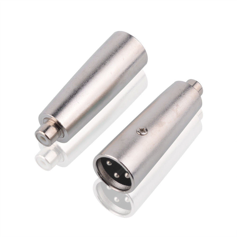 2 Stück Vernickelt-plated XLR (M) auf RCA (F) Adapter, XLR Stecker auf RCA Female Connector Metal Silber