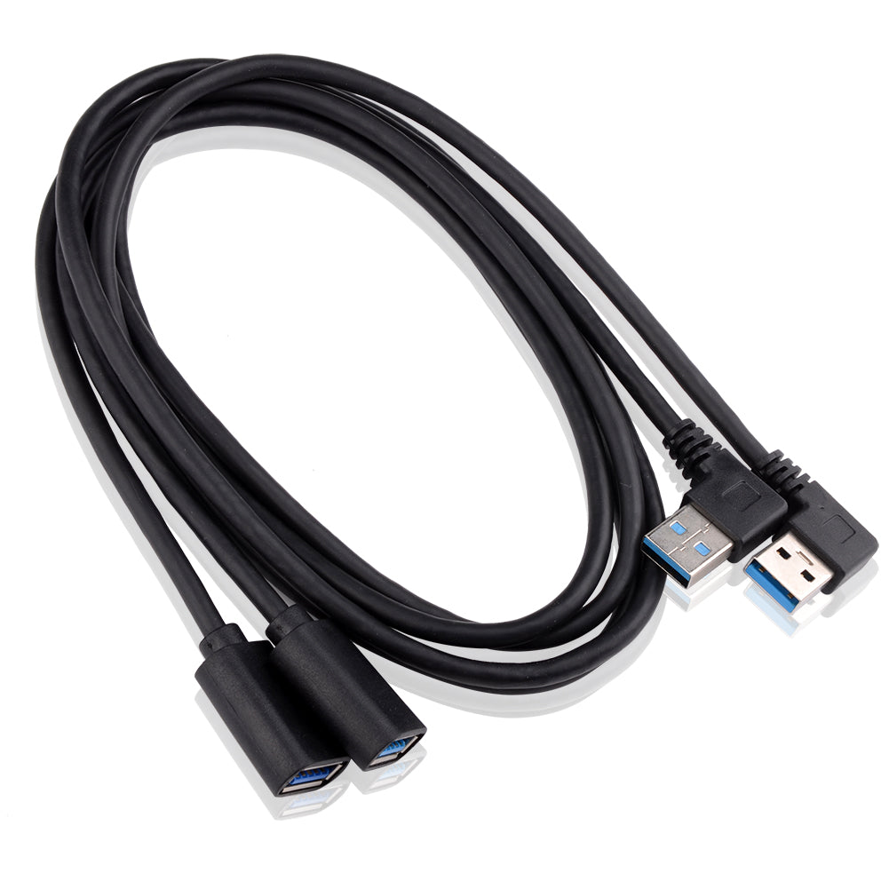 100cm USB 3.0 Modell - L Winkel Adapter - 90° Grad - A-Stecker zu A-Buchse - kompatibel mit Allen USB Kabeln - optimale Kabelführung (A Stecker zu A Buchse) - Euroharry GmbH
