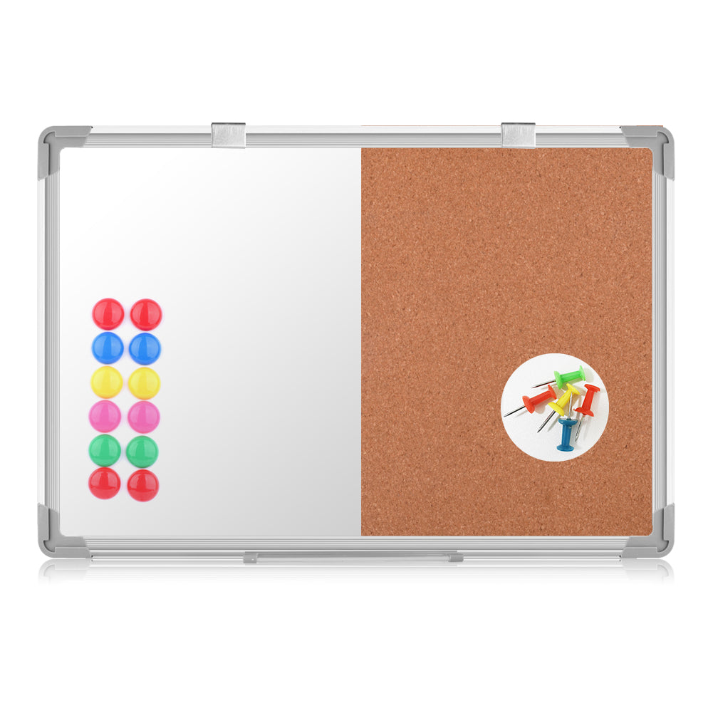 euroharry Kombinations notizbrett Whiteboard Magnetwand mit Alurahmen Magnetisch Whiteboard und Magnettafel Pinnwand Weiß lackier