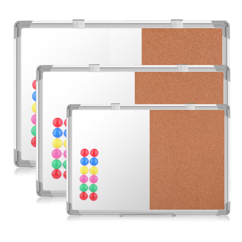 euroharry Kombinations notizbrett Whiteboard Magnetwand mit Alurahmen Magnetisch Whiteboard und Magnettafel Pinnwand Weiß lackier