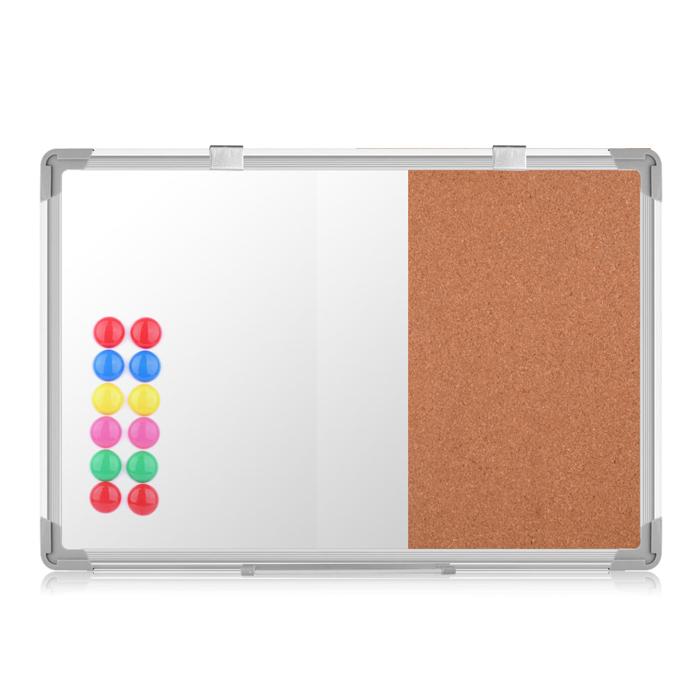 euroharry Kombinations notizbrett Whiteboard Magnetwand mit Alurahmen Magnetisch Whiteboard und Magnettafel Pinnwand Weiß lackier