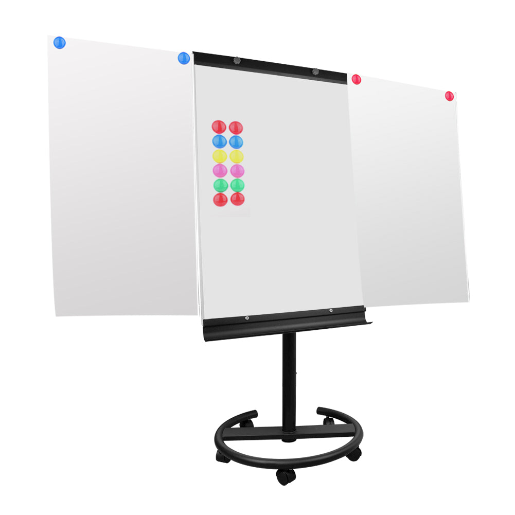 Whiteboard Flipchart Magnetwand mit Alurahmen Magnetisch Whiteboard und Magnettafel Lackiert WhiteBoard + Mobile Ständer Einstellbar drehbar