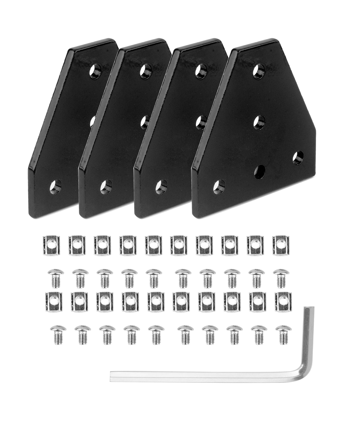 4x Eckhalterungsplatte Winkelplatte T-Form 2020 Nut 6 Verbindungsplatte Schwarz