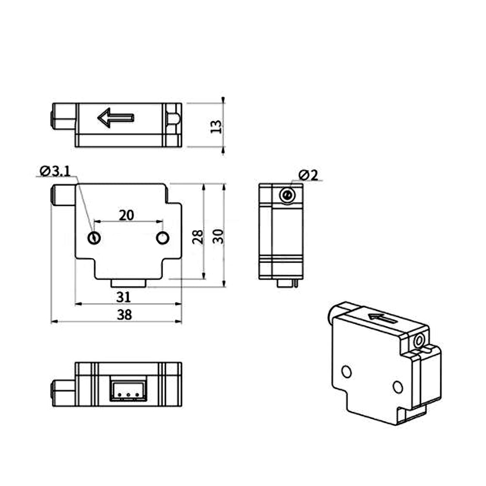 1.75mm Faden-Entdeckungs-Modul-Faden-Unruhe 3D-Pause, die Monitor-Sensor