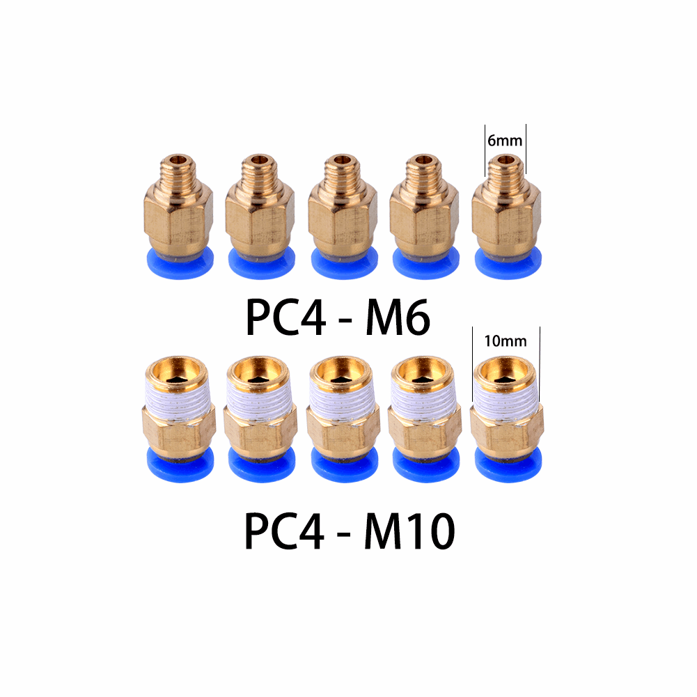 5x PC4-M6 +5 x PC4-M10 Pneumatische Luft gerade Schnellverschraubung 4mm Gewinde M6 + M10