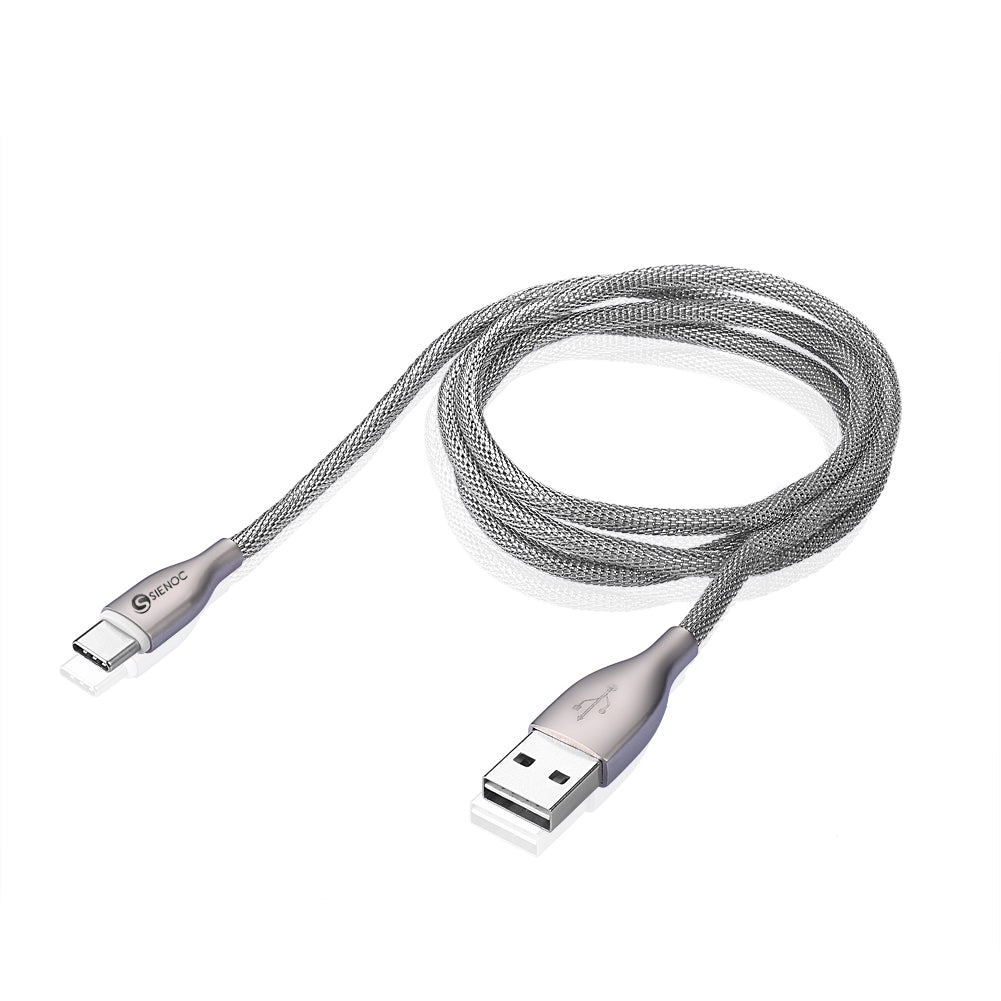 Typ A USB 2.0 auf Typ C 3.1 Daten Schnelllade kabel aus Edelstahl