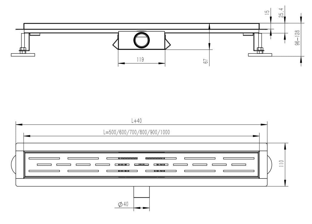 Edelstahl Duschrinne Bodenablauf Abflussrinne Duschablauf Ablauf Befliesbar -Schwarz 2 in 1 *befliesbar - Euroharry GmbH