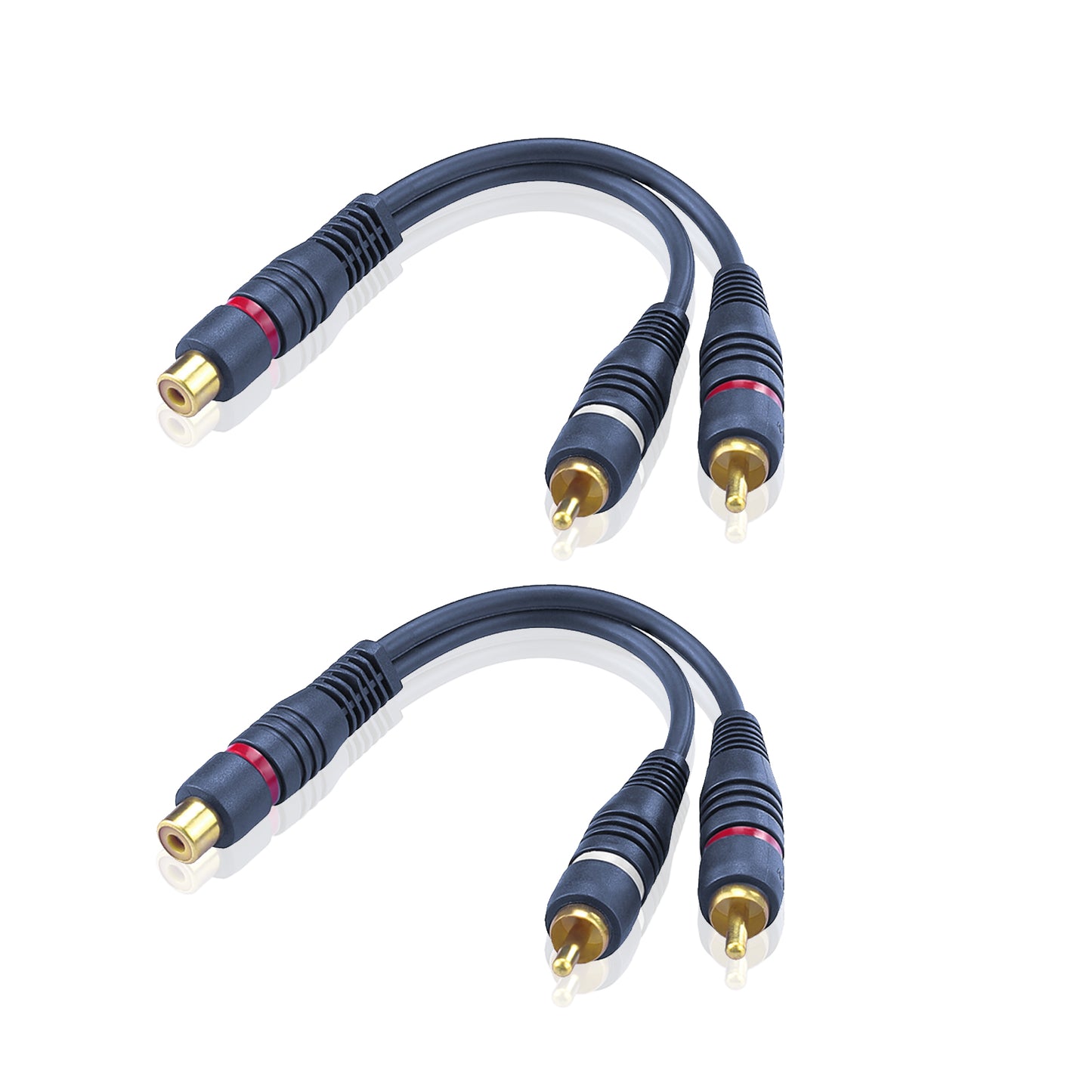 2 Stück RCA Buchse Weiblich auf Dual RCA Stecker Männlich Audio-Kabel Adapter