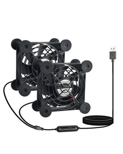 Euroharry USB fan with 80mm blade, 6 speeds, smart timer, moisture-resistant IPX5, dustproof, suitable for electronics, pets, plants.