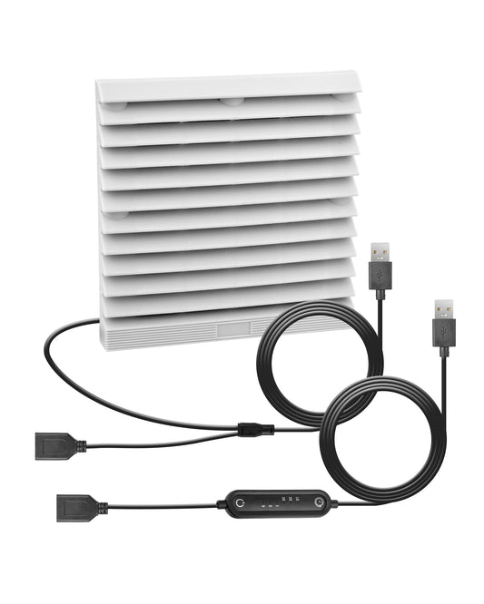 USB 120mm Wohnmobil-Lüftungsventilator , Timer + Geschwindigkeitsregelungssystem, 6 Geschwindigkeitsstufen, IPX5, mit I,  5-12V, geeignet für Wohnmobile, Camper, grau-weiß